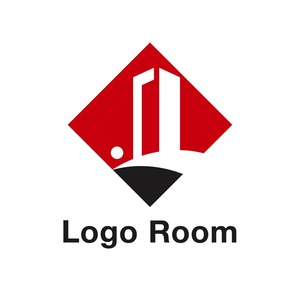 No729 格好良いビルのロゴ【赤、黒、ビル、建物、シンプル、格好良い、建築、建設、製造、設備、マンション、不動産】