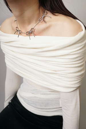 RIBBON  NECKLACE (SILVER) 2309-80-AC10