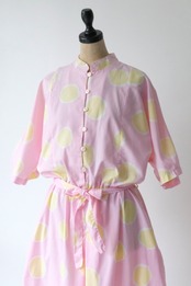 Pink yellow dot short sleeve shirt dress
