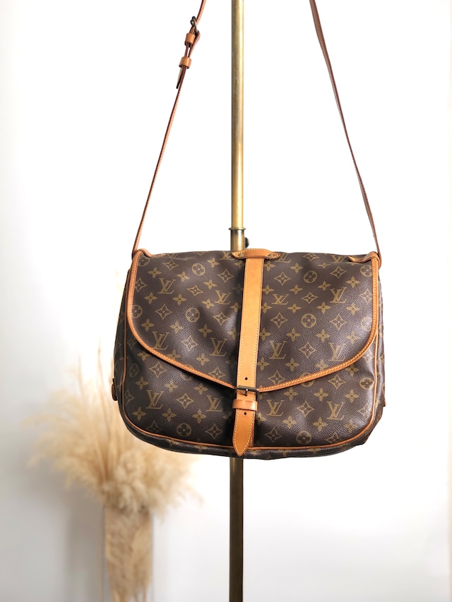 LOUIS VUITTON ルイヴィトン モノグラム ショルダーバッグ ブラウン PVC レザー ソミュール 30 M42256 vintage ヴィンテージ オールド 38nfh4