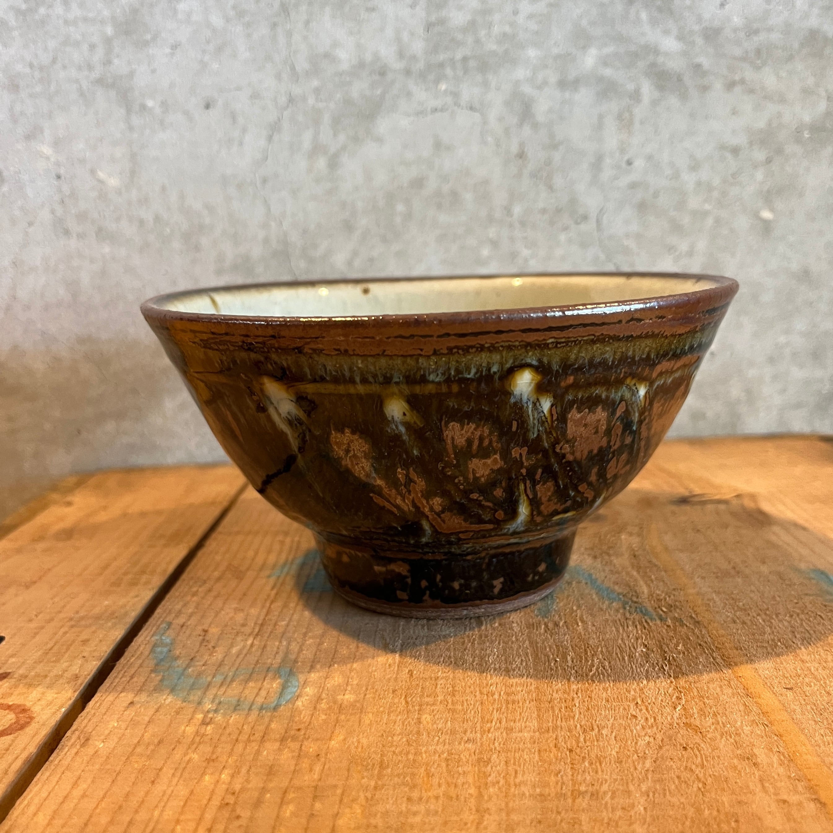 小代焼ふもと窯 藁灰釉 飯碗 大