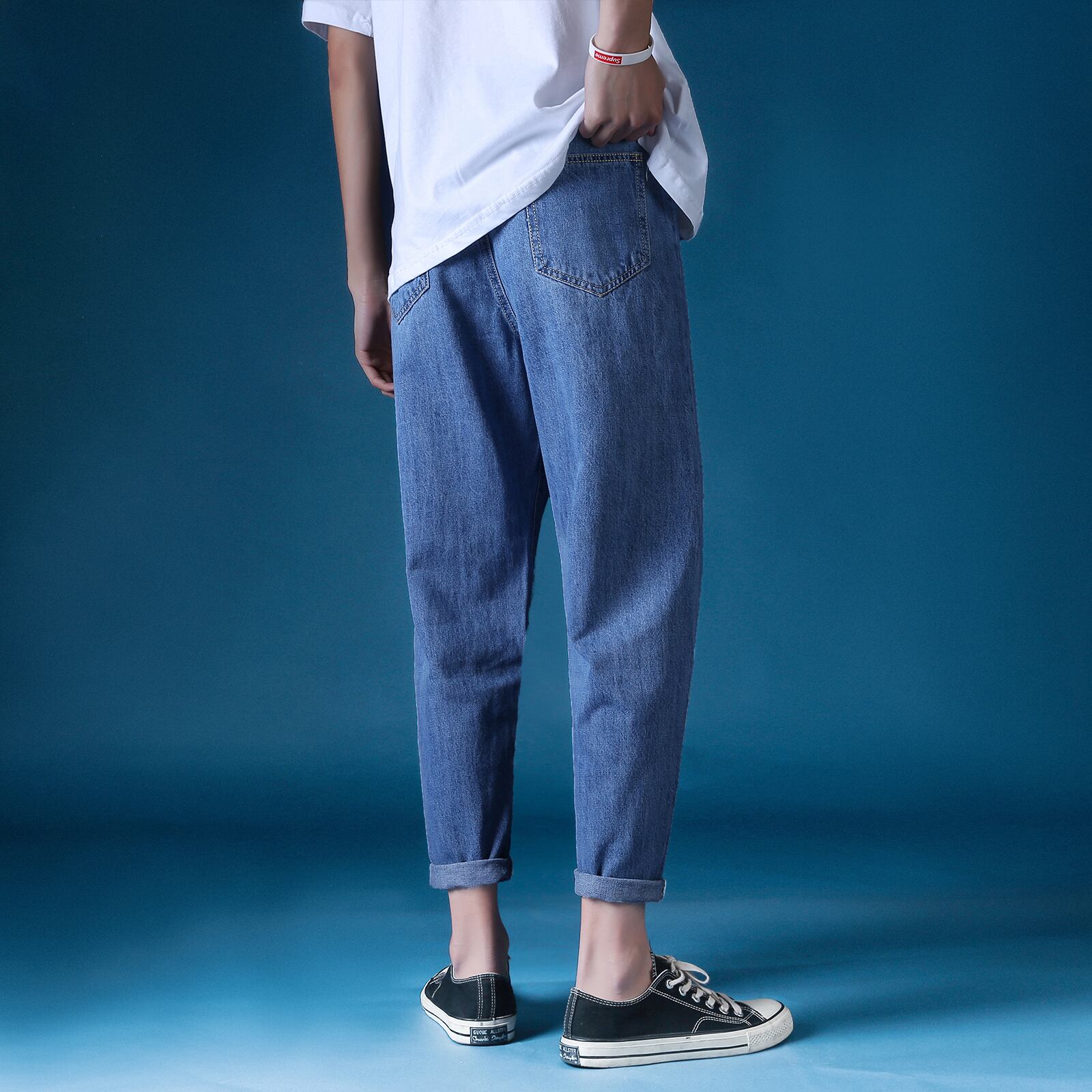 全2色 デニム パンツ ストレート カジュアル シンプル 無地