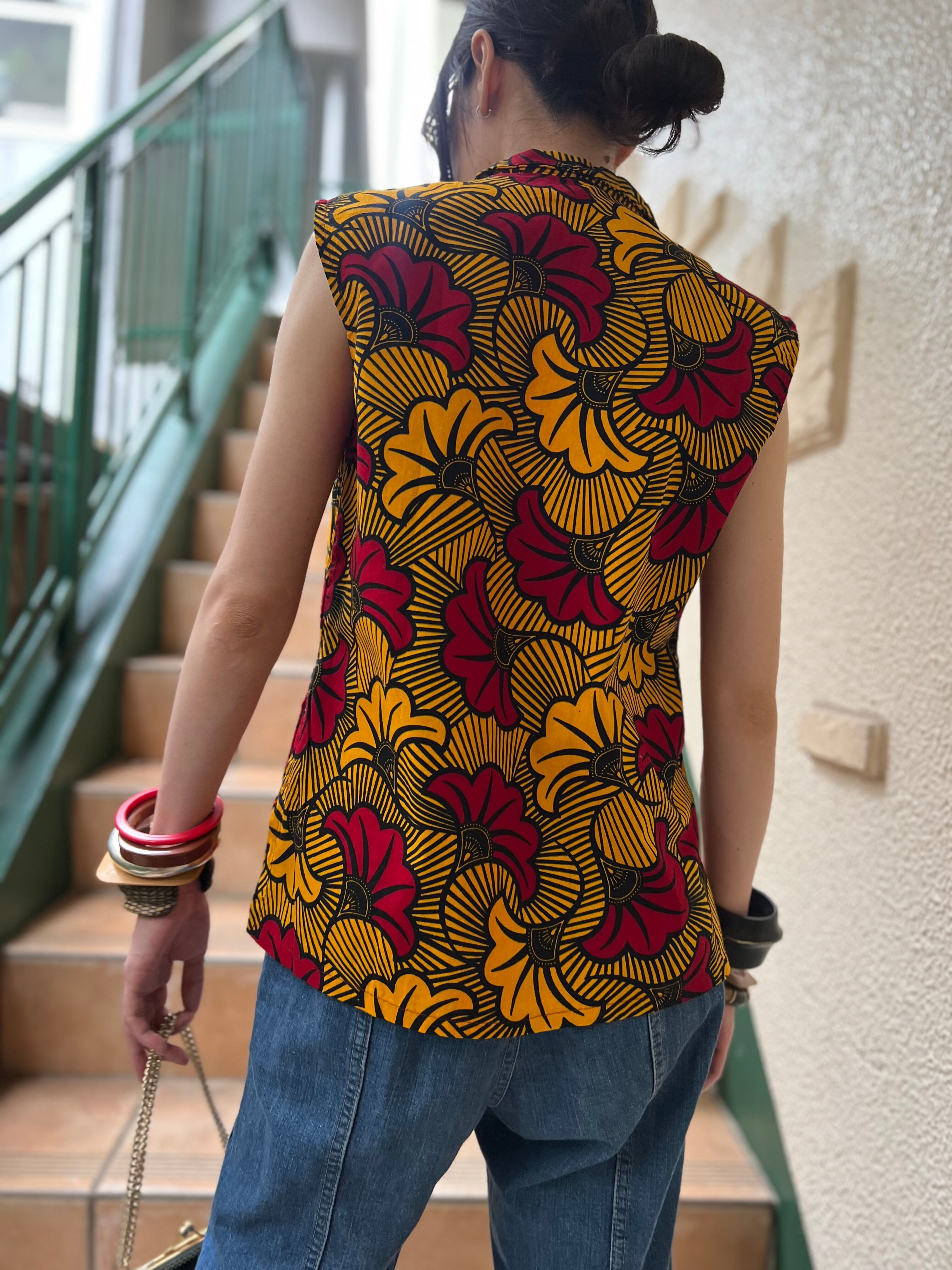 Vintage batik cotton ( ヴィンテージ african AFRICAN sleeveless