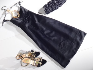 ★13号☆胸元レ－スブラックワンピ－ス(OPN7729) 