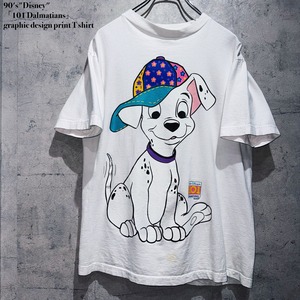 90's"Disney"「101 Dalmatians」graphic design print T shirt