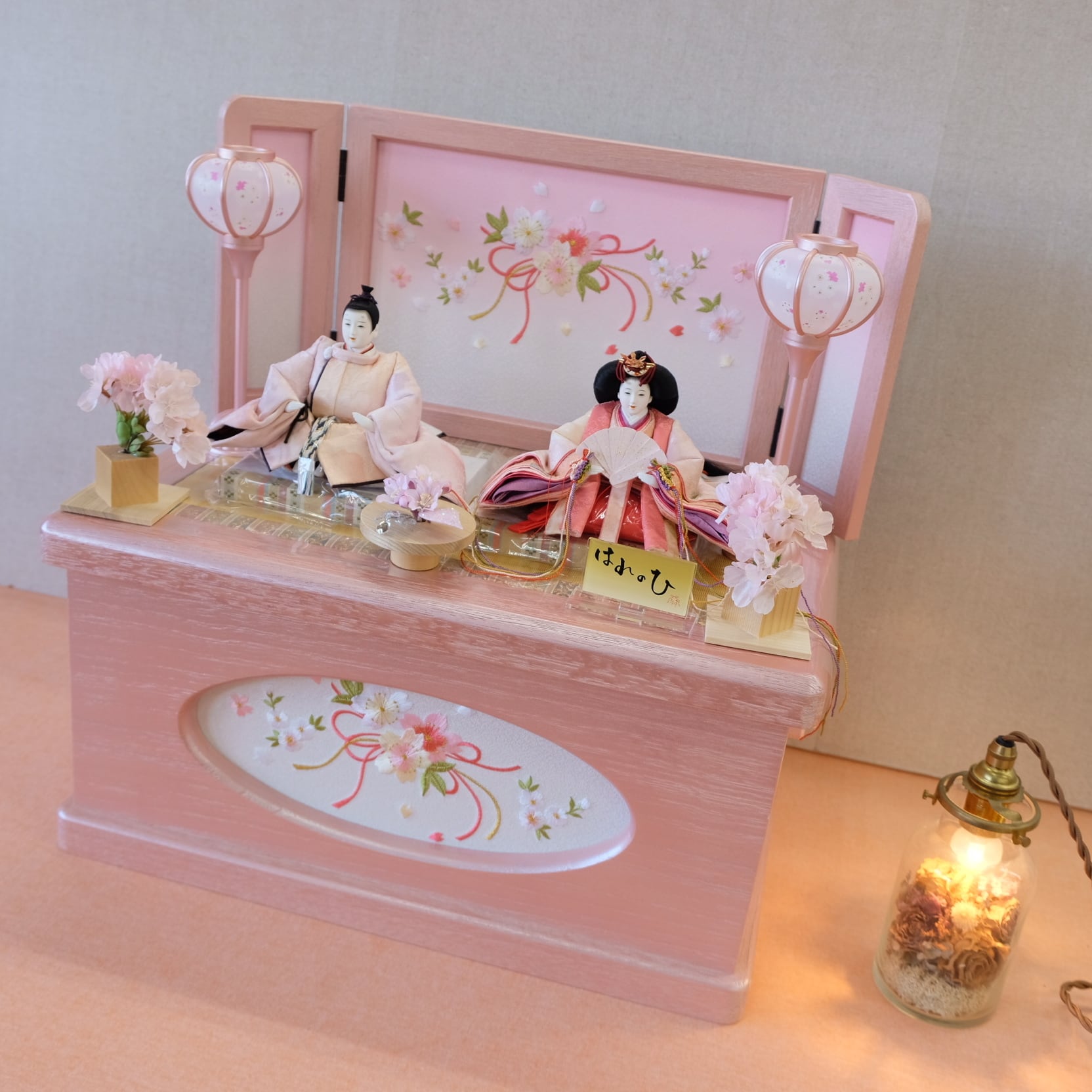 雛人形 ピンク収納飾り｜桃の節句｜インテリア｜おしゃれ｜コンパクト