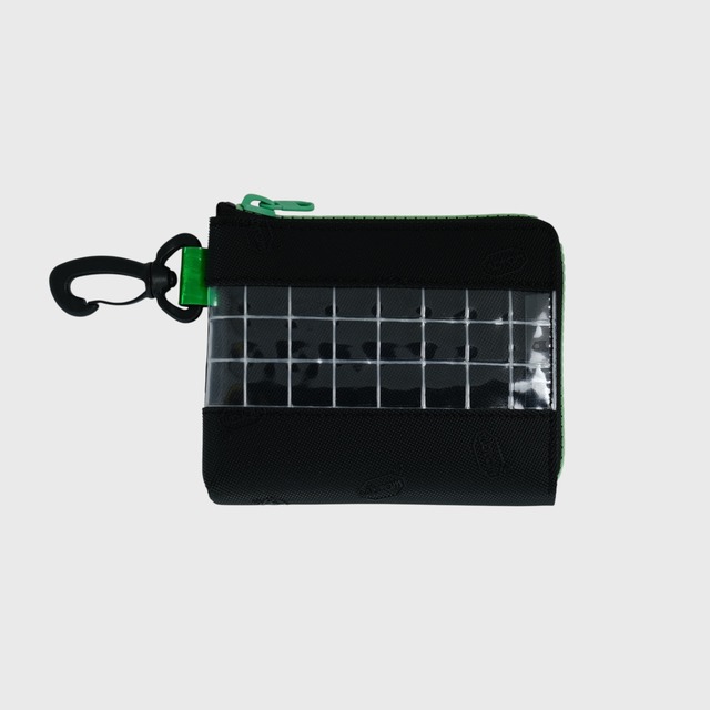vibram Lzip wallet (black×clear) with green glowing zip