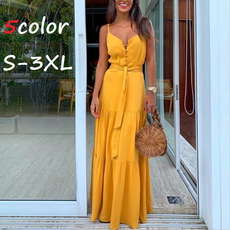 キャミワンピース レディース キャミソール ワンピース ロング ウエストリボン 谷間見せ セクシー フレア 無地 かわいい 可愛い 日常 デート お出かけ 普段着 10代 20代 ママ 春 夏 リゾート 海 2XL 3XL 大きい 大人 コーデ コーディネート 韓国 ファッション オルチャン お取り寄せ 送料無料 hll-1409