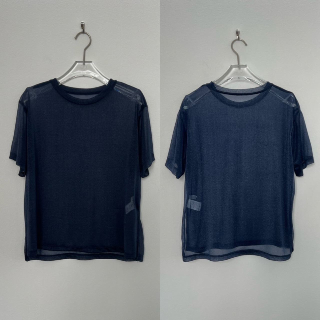 sideslit sheer tee/navy