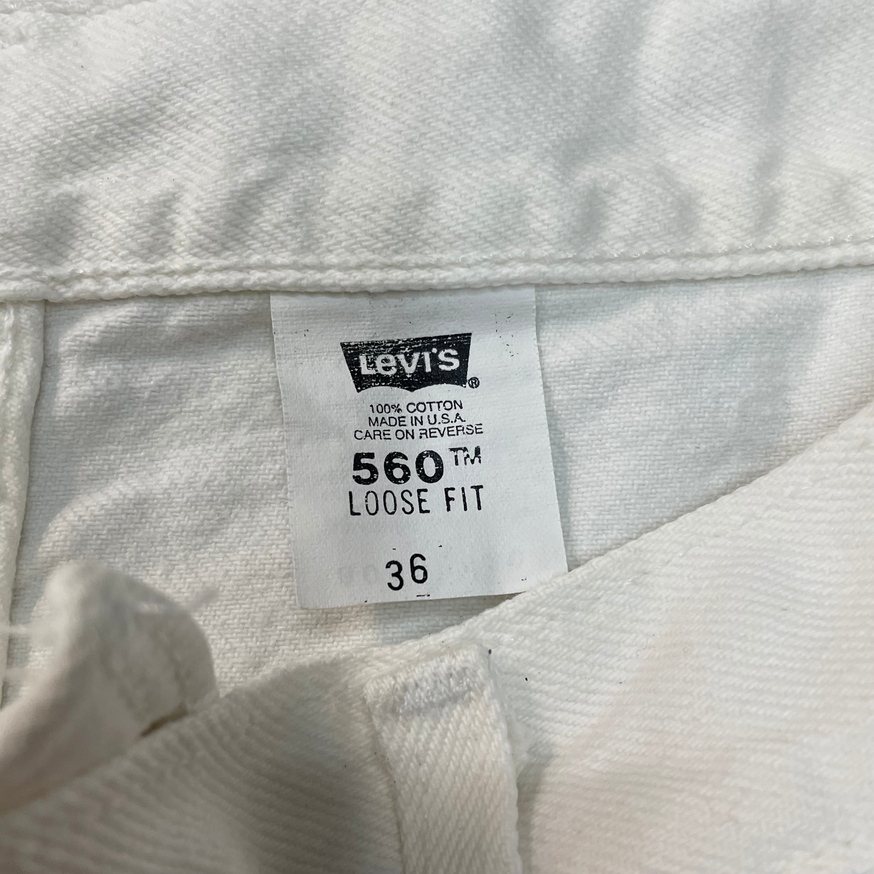 90s USA製 Levi's リーバイス 560 バギー デニムショーツ ホワイト