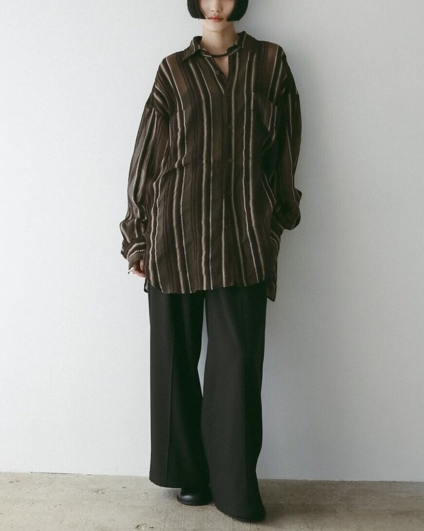 anuke 25AW Sheer Stripe Shirts ベージュ ànuke - 【25AW】Sheer Stripe Shirts / シアーストライプシャツ