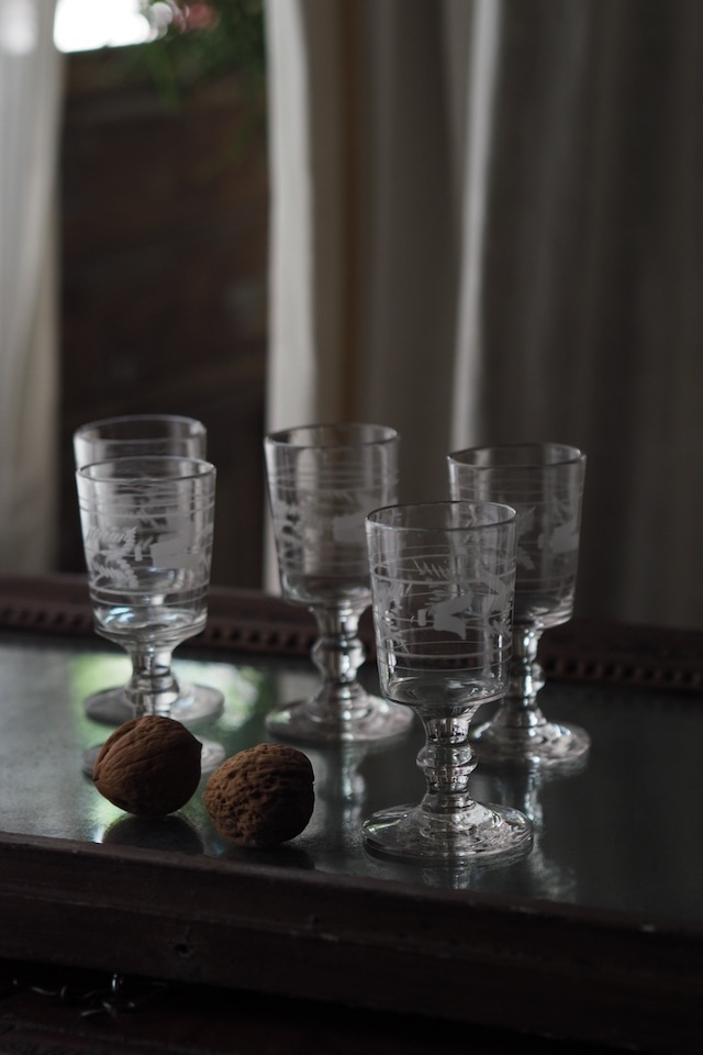 5客揃いリキュールカップ-antique 5 set liqueur cup