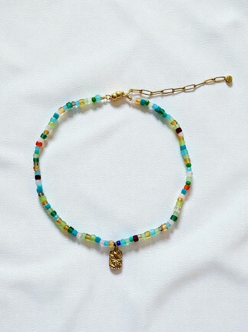 ビーズネックレス/ブレスレットセットA (ブルー系)　【マグネット留め金具タイプ】