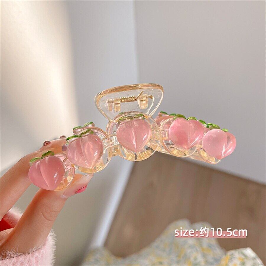 送料無料 透明アクリル甘い桃の髪の爪ヘアクリップカチューシャ