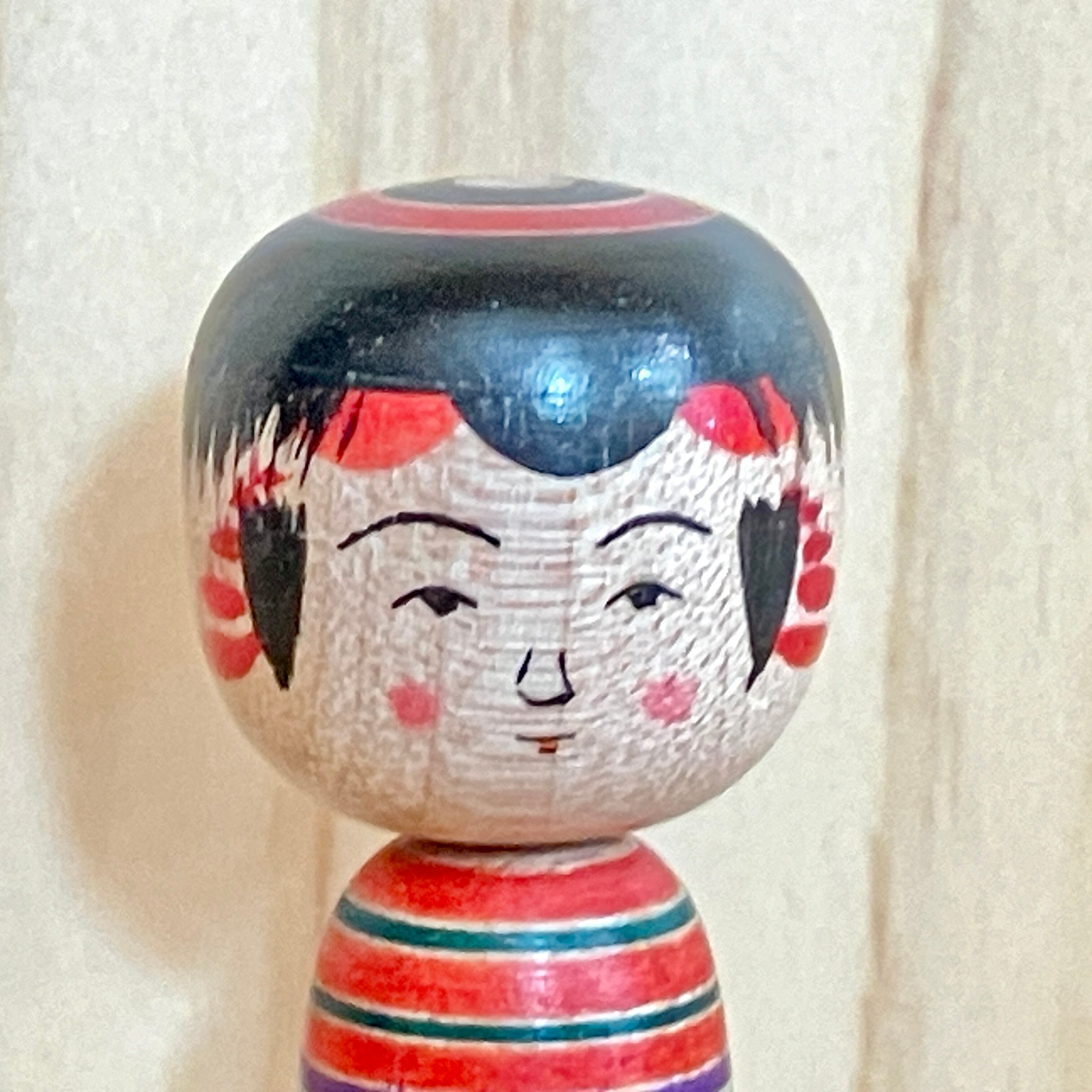 佐藤誠孝工人：弥治郎系】 極小寸 こけし 赤黄：1.5寸 4.5cm