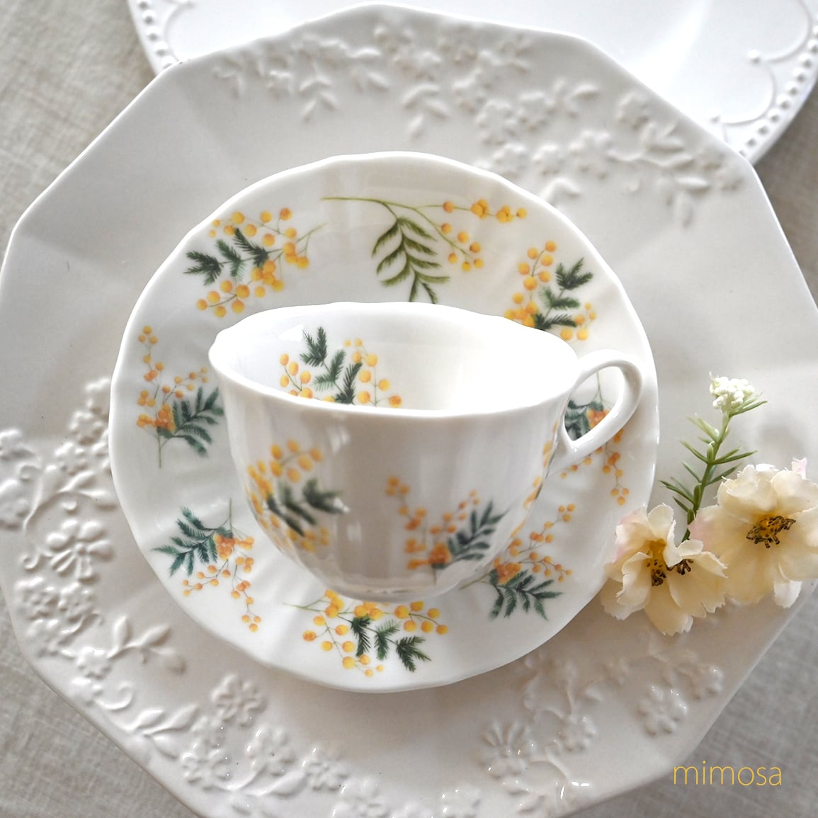 水彩mimosa ミモザ A4サイズ （ポーセリンアート用転写紙