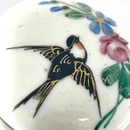 陶器小物入れ　手描き　燕　野鳥　リモージュ　丸型 19ota45