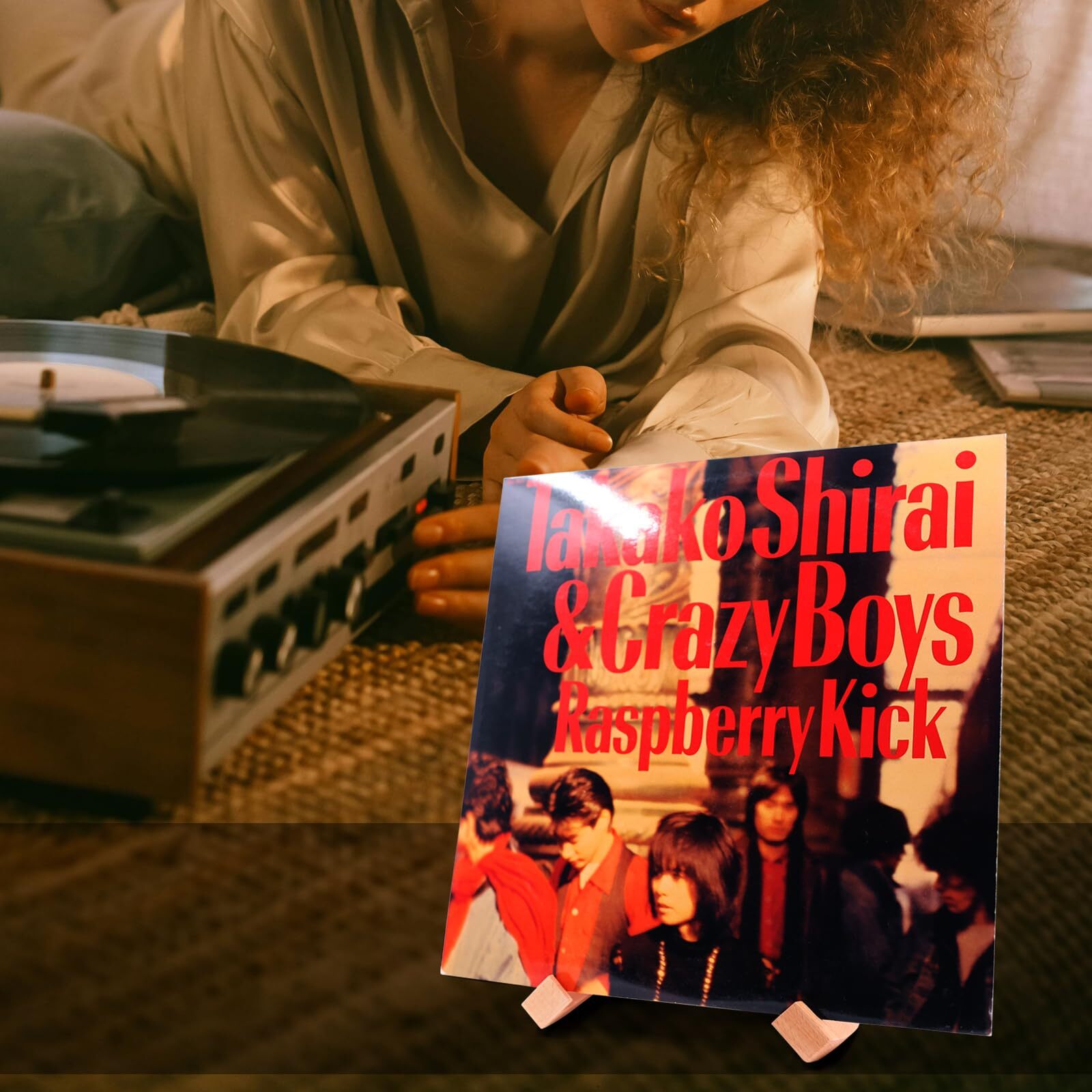 人気商品】レコードスタンド 木製皿立て 写真立て ケヤキ木材