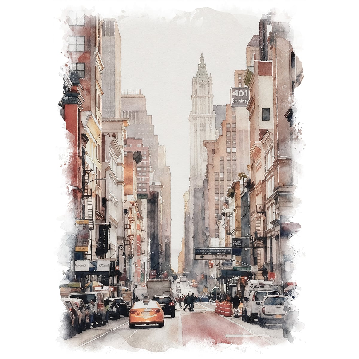 絵画 アメリカ 風景画(街並み) ニューヨークの風景 インテリアアート額