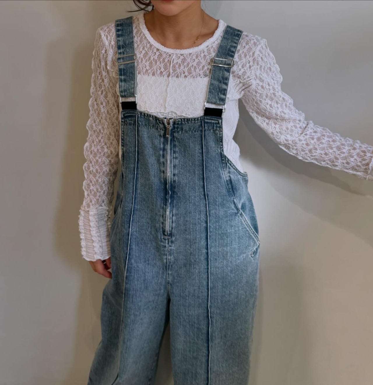 エイミーロウ　eimeelaw　Eimee Law　デニムフロントジップサロペット