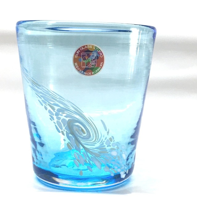 ロックグラス 渦巻紋 清流 琉球ガラス 丸氷 70mm65mm用