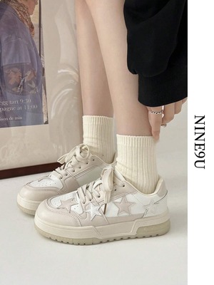 star platform round-toe sneakers 2color【NINE-S7396】