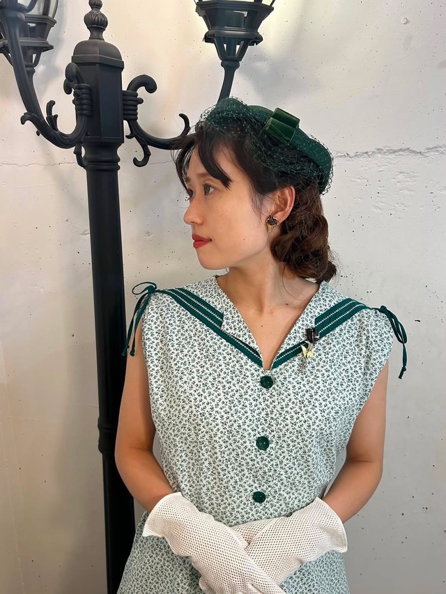 40's50's green flower dress