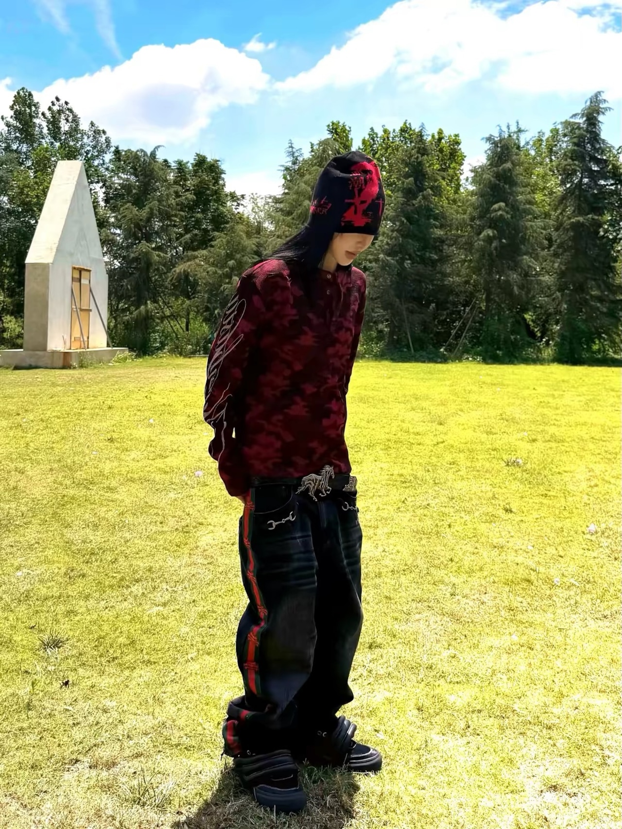 【LoseControlEdge】SIDE LINE HORSEBIT WASHED DENIM PANTS