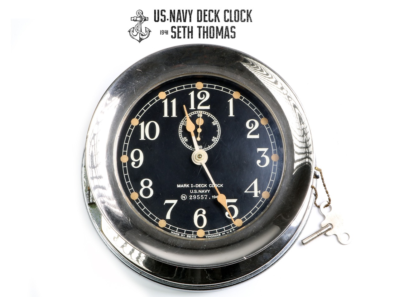 1941 US.NAVY DECK CLOCK.NICKEL PLATED「SETH THOMAS」