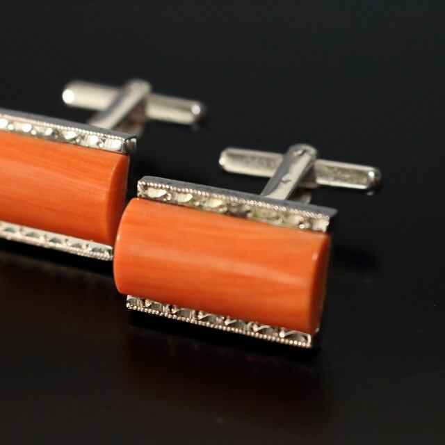 珊瑚 /スウィヴル(レバー)式 カフスボタン cuff links db12237-c | こ