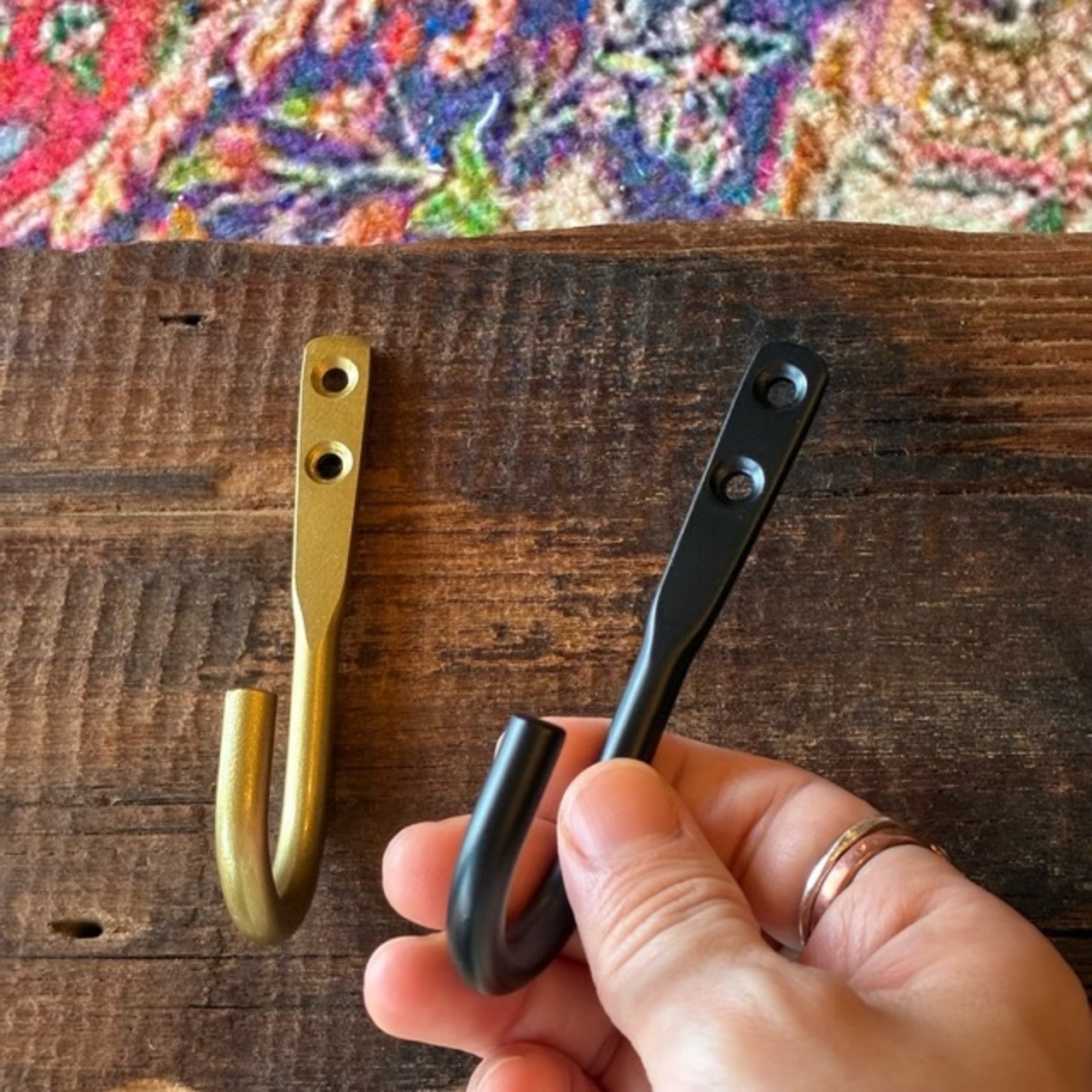 India Iron hook 2color　インド　アイアンフック　全2色　ブラック　ゴールド　DIY　収納　ハンギング　鉄物　壁掛け　ポールフック　ウォールフック　シングルフック