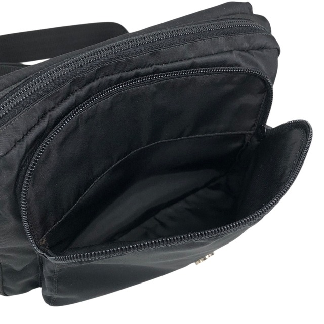 PRADA プラダ ショルダーバッグ ブラック トライアングルロゴ フロントバックル ナイロン vintage ヴィンテージ オールド mkij8a