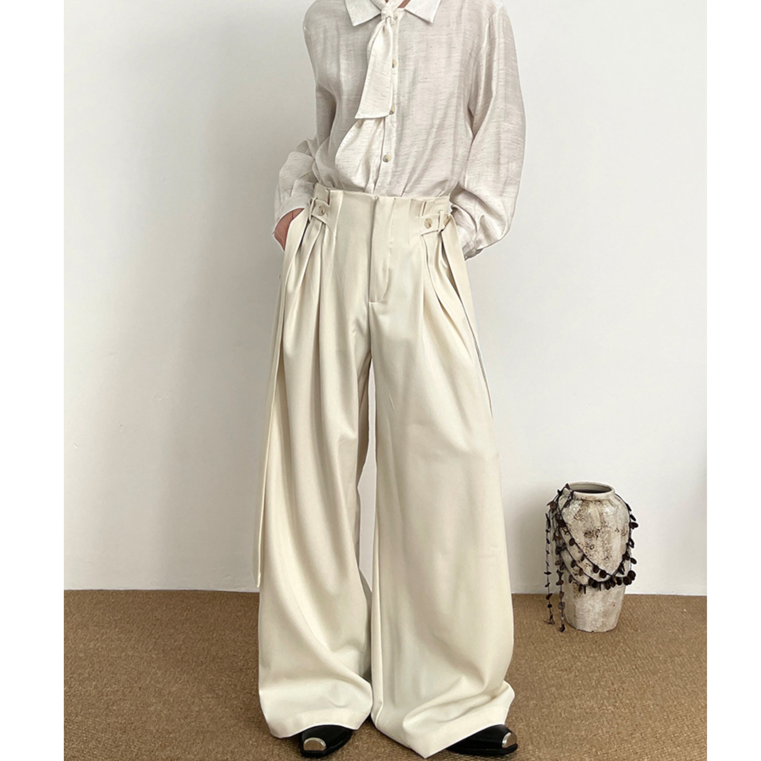 ドレープタックワイドパンツ ワイドパンツ 10096