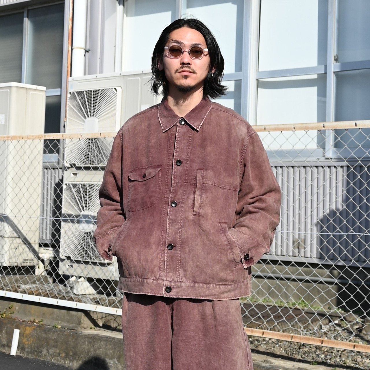 ANACHRONORM / FADED SULFUR DYED LINEN UTILITY JACKET
