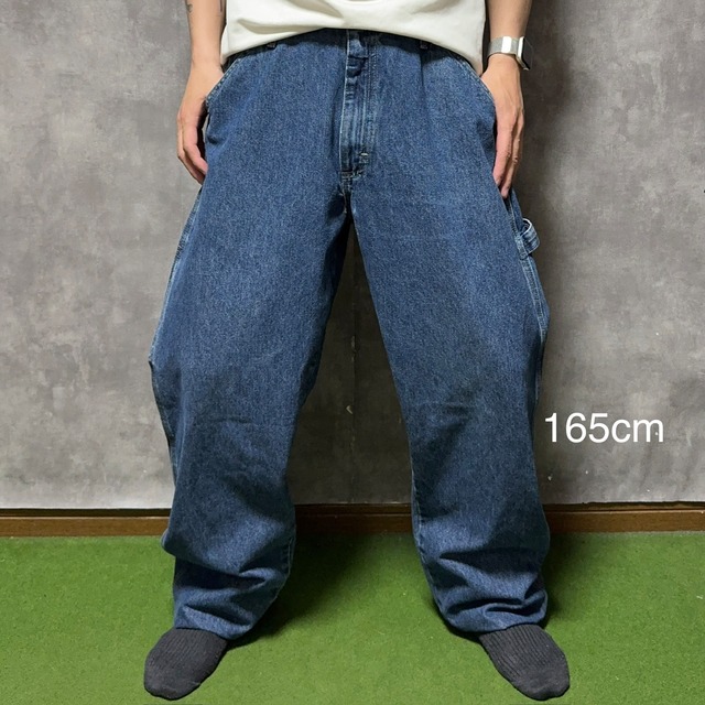 【リメイク】【W34×L32】wrangler  デニムペインターパンツ　ウエストゴム