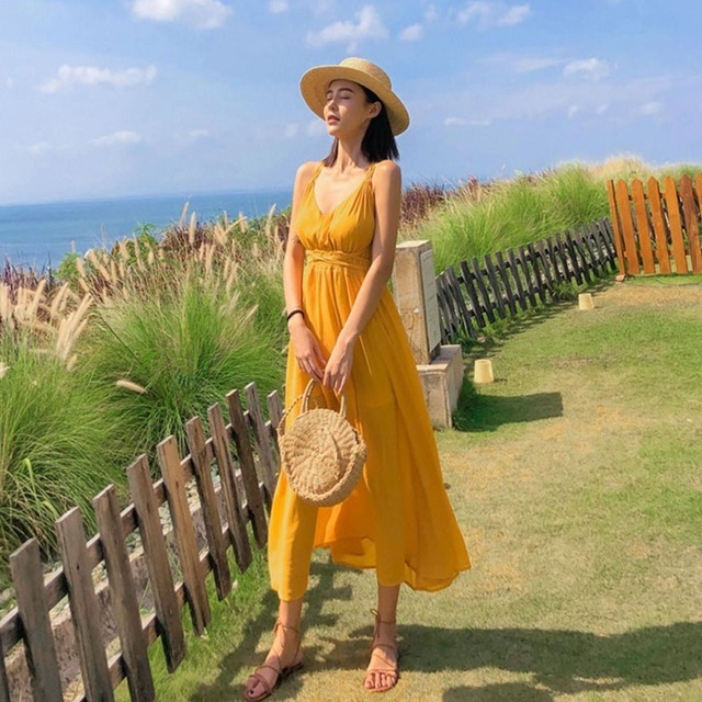 ワンピース ワンピ 夏ワンピース 夏ワンピ レディース 女性用 バックシャン ロング マキシ Aライン リゾート 旅行 海 ビーチ ハワイ 無地 シンプル 夏 おすすめ トレンド 人気 Op0975 Colorful Closet おしゃれなトレンド海外レディースファッション通販 カラフル