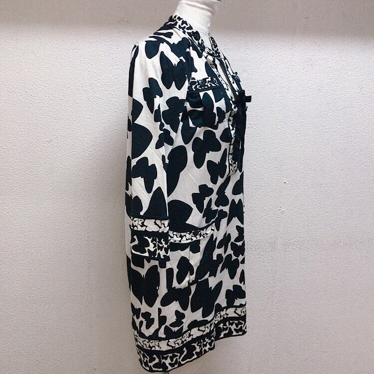 DIANEvonFURSTENBERG 長袖ワンピース 白×黒 蝶々 ダイアンフォン DIANEvonFURSTENBERG 長袖ワンピース 白×黒 蝶々 ダイアンフォン