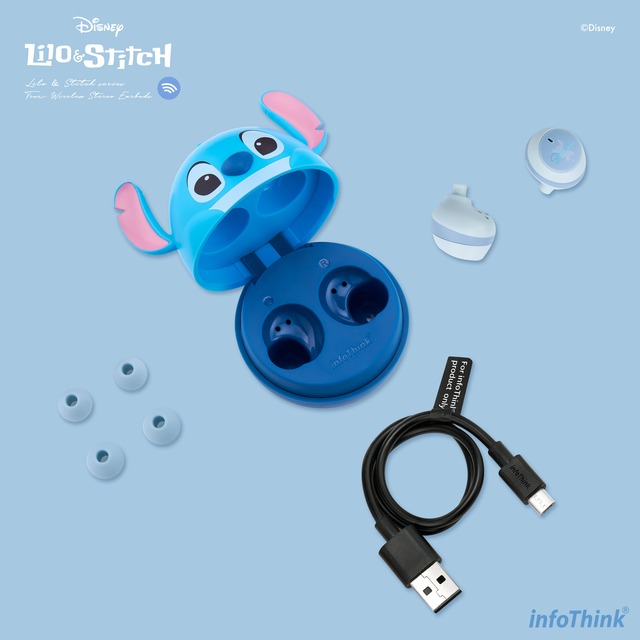 Infothink Disney公式 ワイヤレスイヤホン ノイズキャンセリング True Wireless Stereo Bluetooth Earbuds Earphone ディズニー Disney リロ スティッチ Lilo Stitchスティッチ Stitch Itws100 Stitch E Qualia イークオリア
