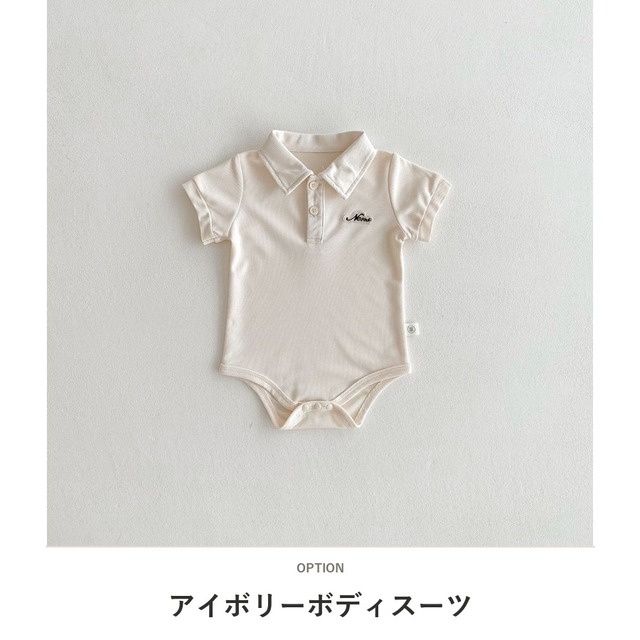【BABY】英字ロゴベーシックポロカラー半袖ロンパース - 3