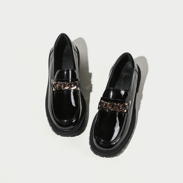 patent leather chain loafers J0042