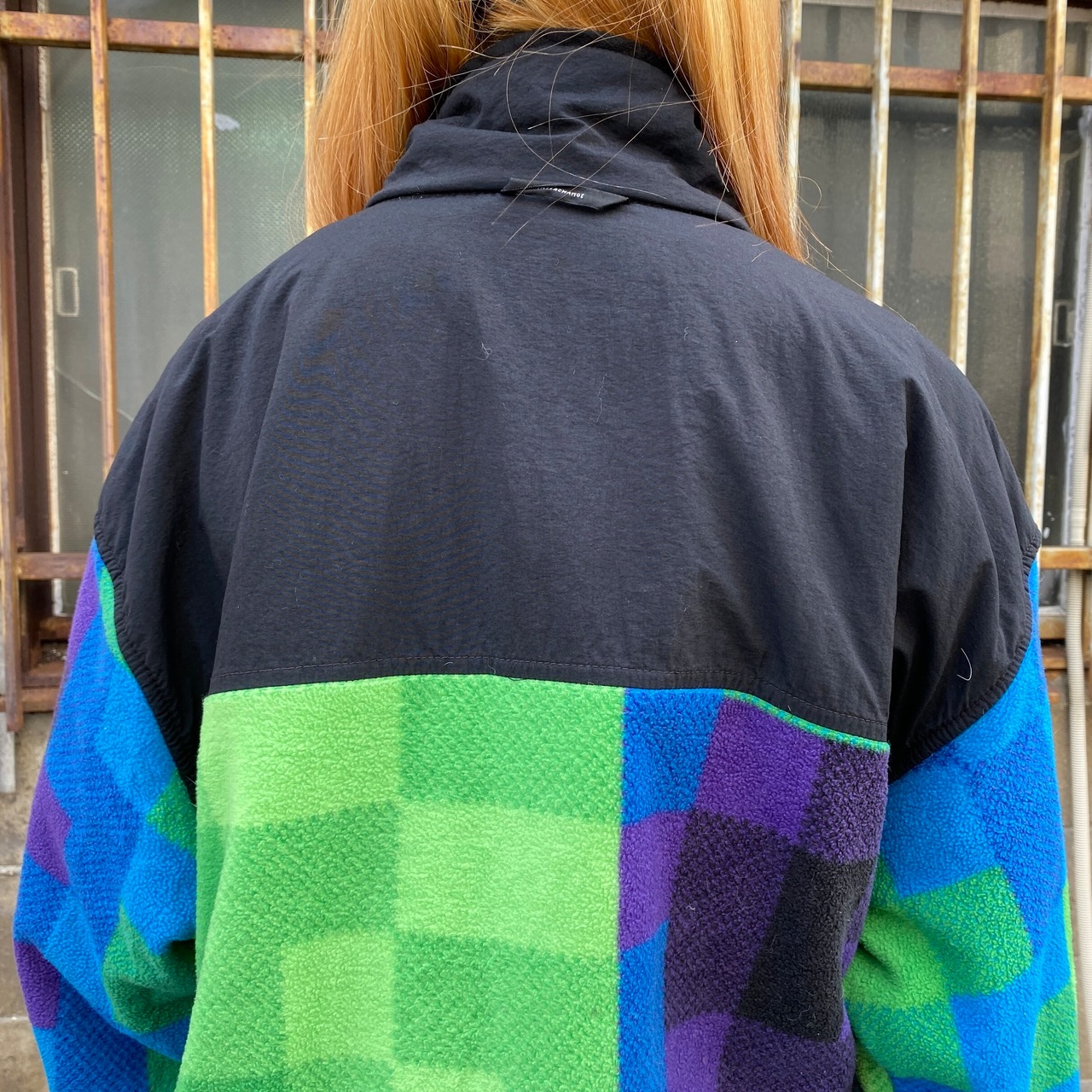 Columbia コロンビア チェック柄 切替 フリースジャケット メンズXL 