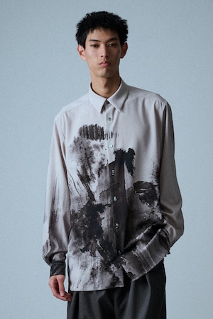 Regular Collar Shirt / 水墨画風ﾌﾟﾘﾝﾄ / M724-B56-901