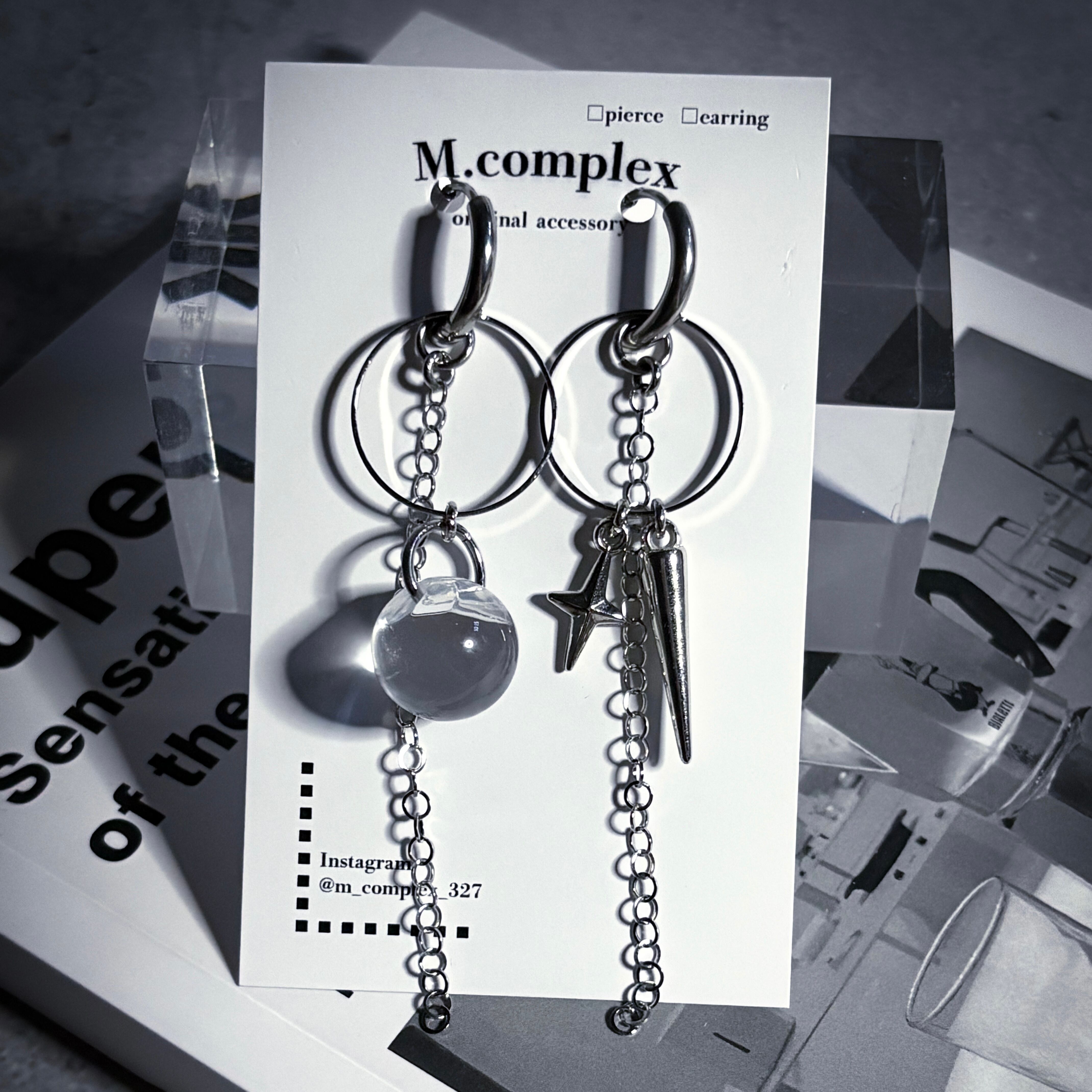 3way｜星と棘の個性的しゃらフープピアス｜イヤリング | M.complex