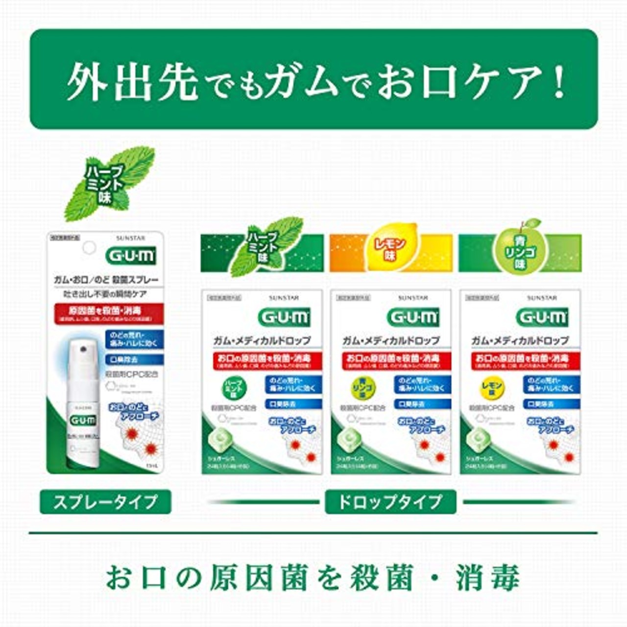 GUM(ガム)・メディカルドロップ ハーブミント味 24粒 (指定医薬部外品)