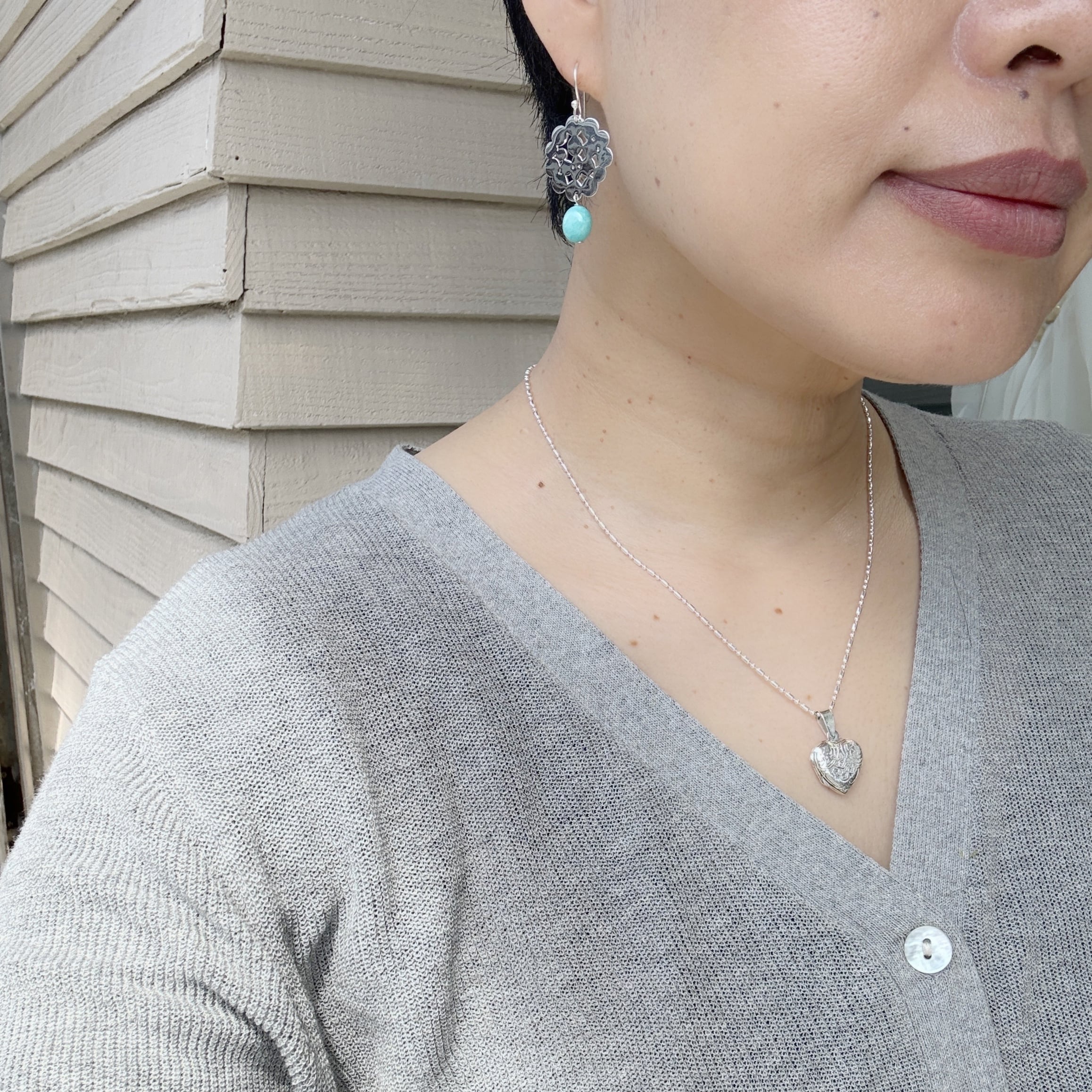 ラスト1】全彫 ハート ロケット ペンダント （チェーンオプション