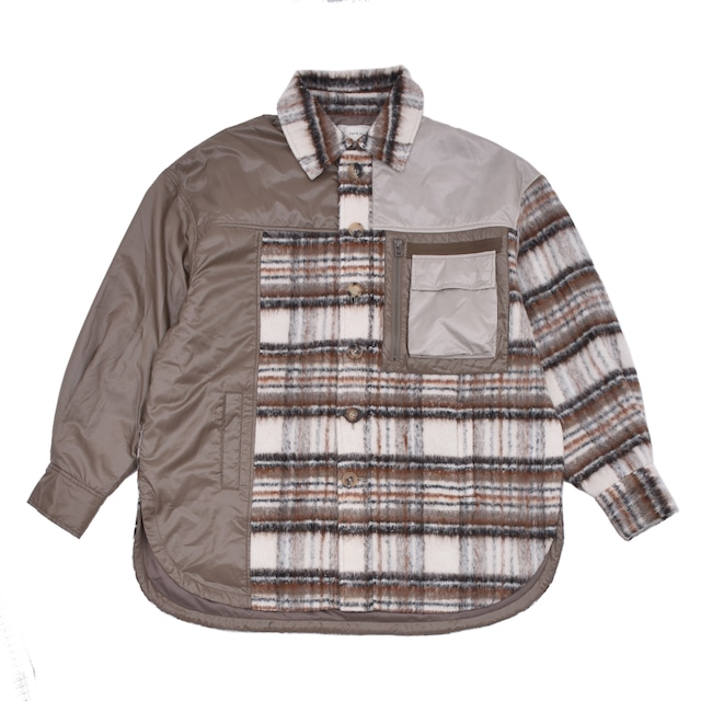 【Feng Chen Wang】PANELLED FLANNEL SHIRT JACKET(KHAKI)