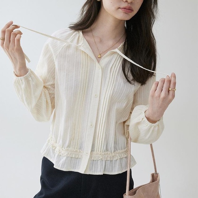 pintuck frill pleated blouse