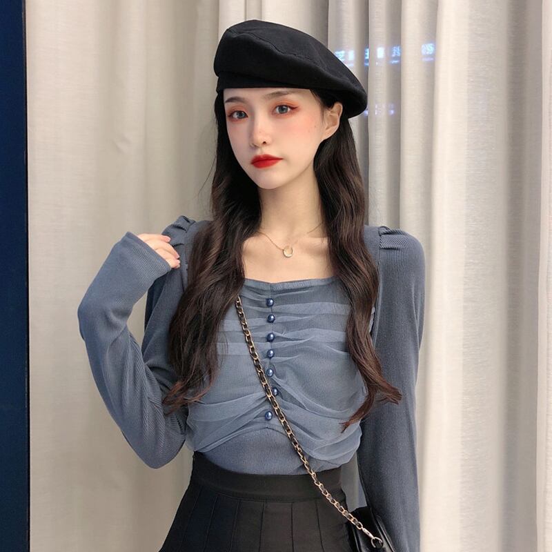 カラートップス スプリングオータムスタイルTシャツ レディース ロング 春物 秋物 スクウェア 試着室20647800798