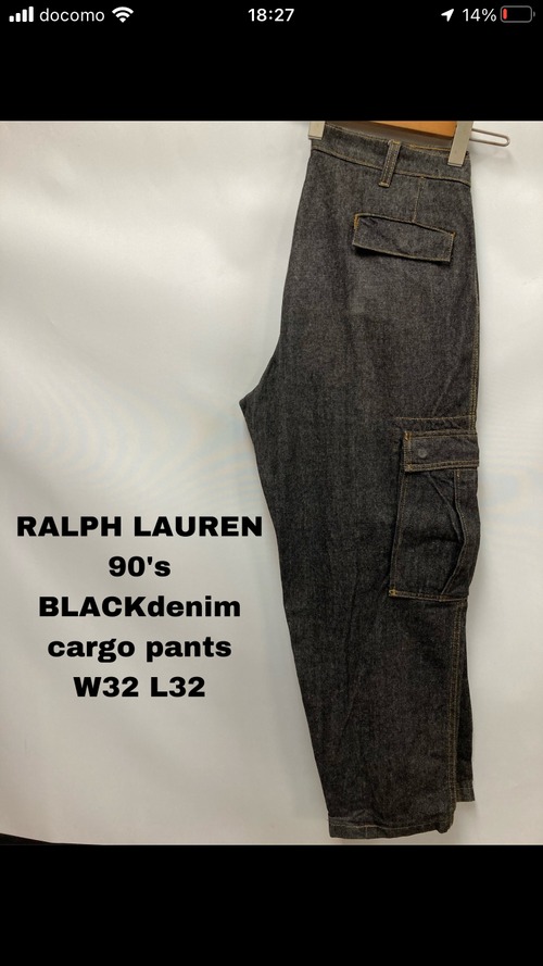 RALPH LAUREN BLACK denim cargo pantsW32