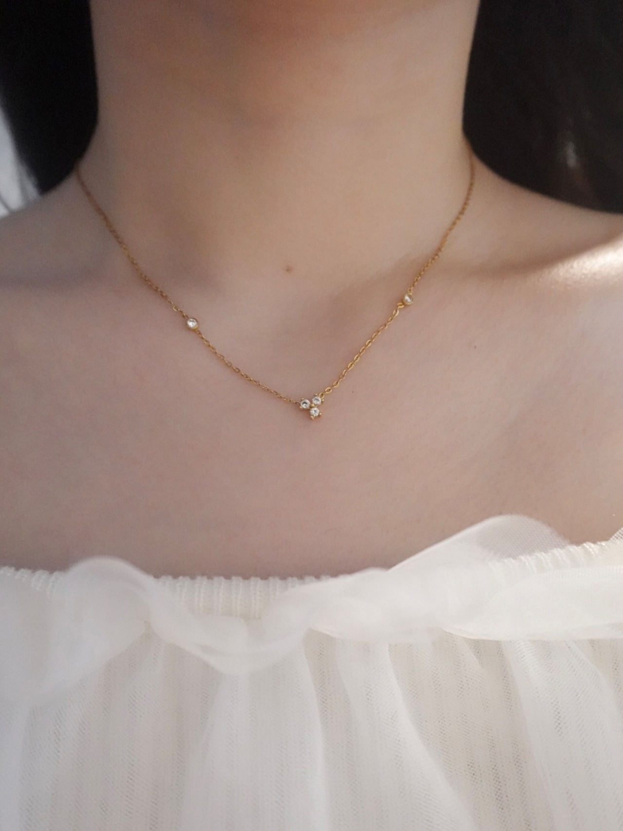 three mini dia necklace